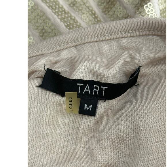 Tart Beige & Gold Sequins Pull On Bodycon Stretchy Chic Mini Skirt Size M - Picture 7 of 9